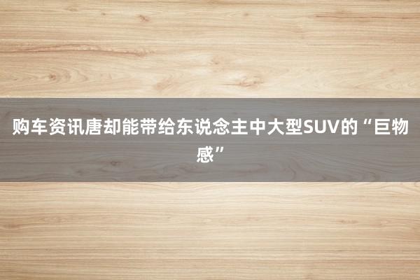 购车资讯唐却能带给东说念主中大型SUV的“巨物感”