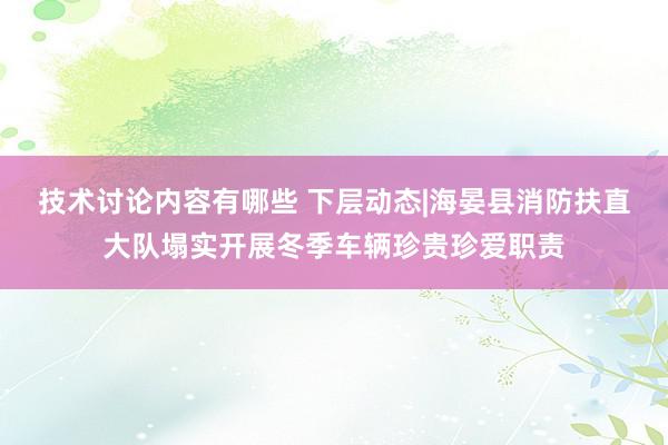 技术讨论内容有哪些 下层动态|海晏县消防扶直大队塌实开展冬季车辆珍贵珍爱职责