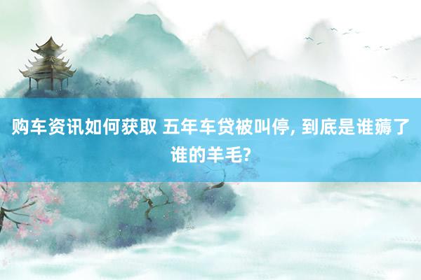 购车资讯如何获取 五年车贷被叫停, 到底是谁薅了谁的羊毛?