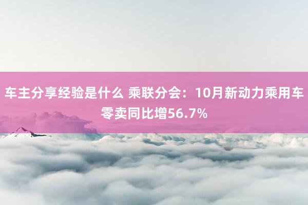 车主分享经验是什么 乘联分会：10月新动力乘用车零卖同比增56.7%