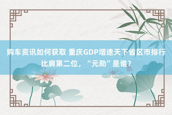 购车资讯如何获取 重庆GDP增速天下省区市排行比肩第二位，“元勋”是谁？