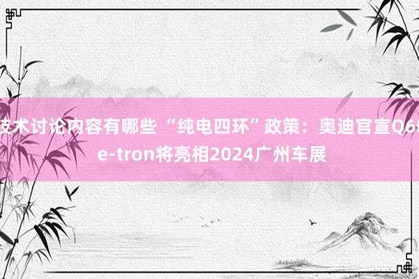 技术讨论内容有哪些 “纯电四环”政策：奥迪官宣Q6L e-tron将亮相2024广州车展