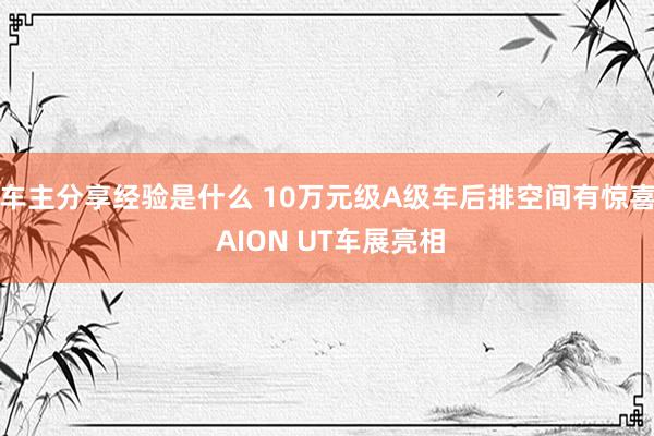 车主分享经验是什么 10万元级A级车后排空间有惊喜 AION UT车展亮相