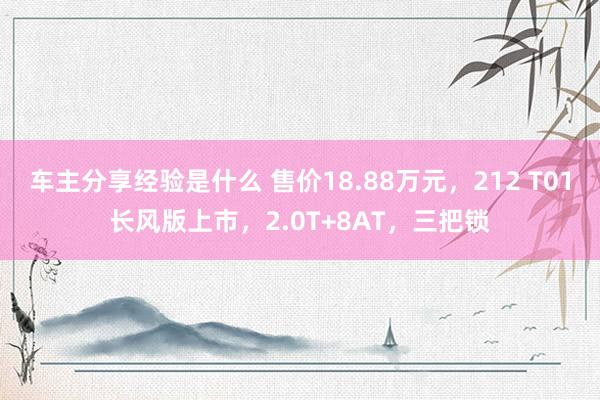 车主分享经验是什么 售价18.88万元，212 T01长风版上市，2.0T+8AT，三把锁