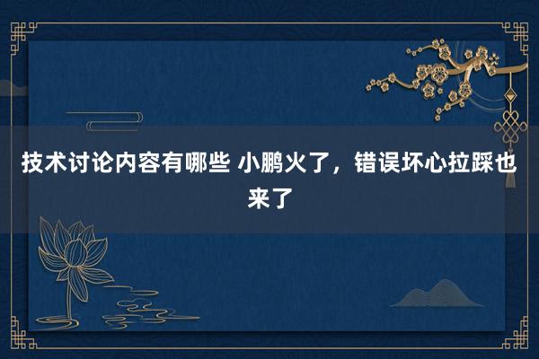 技术讨论内容有哪些 小鹏火了，错误坏心拉踩也来了