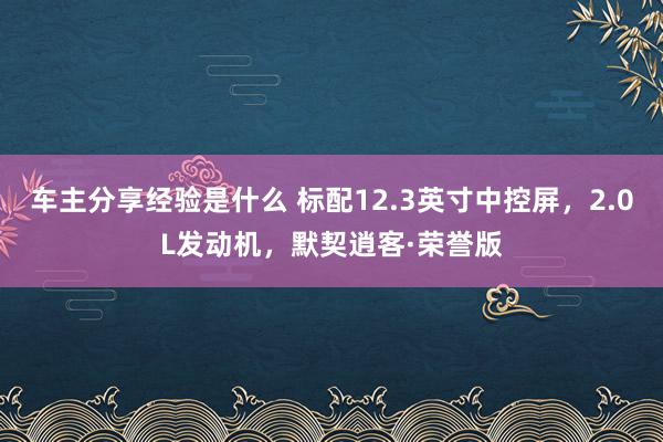 车主分享经验是什么 标配12.3英寸中控屏，2.0L发动机，默契逍客·荣誉版