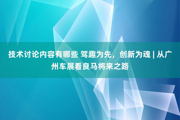 技术讨论内容有哪些 驾趣为先，创新为魂 | 从广州车展看良马将来之路