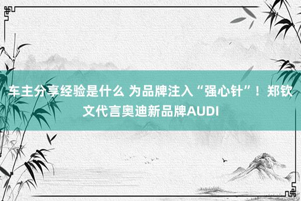 车主分享经验是什么 为品牌注入“强心针”！郑钦文代言奥迪新品牌AUDI