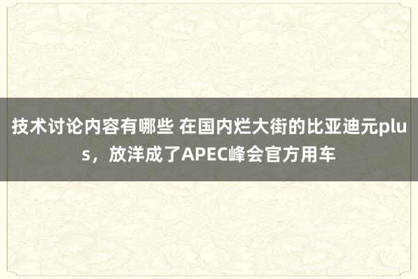 技术讨论内容有哪些 在国内烂大街的比亚迪元plus，放洋成了APEC峰会官方用车