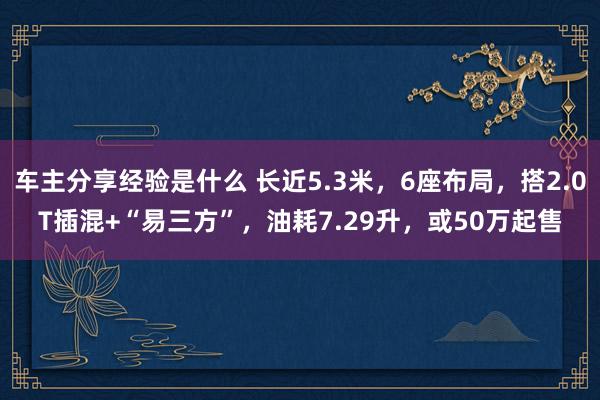 车主分享经验是什么 长近5.3米，6座布局，搭2.0T插混+“易三方”，油耗7.29升，或50万起售