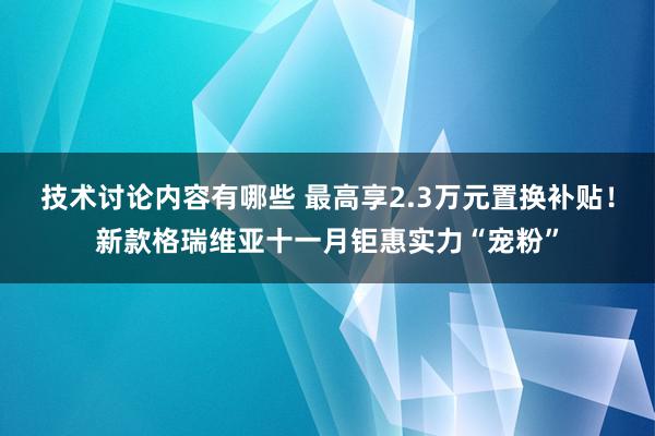 技术讨论内容有哪些 最高享2.3万元置换补贴！新款格瑞维亚十一月钜惠实力“宠粉”