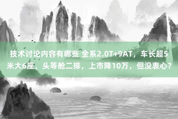 技术讨论内容有哪些 全系2.0T+9AT，车长超5米大6座，头等舱二排，上市降10万，但没衷心？