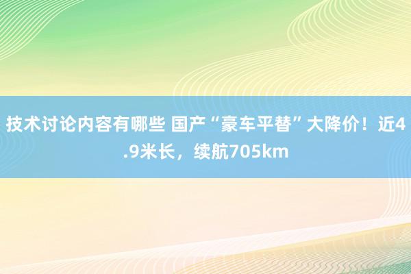 技术讨论内容有哪些 国产“豪车平替”大降价！近4.9米长，续航705km