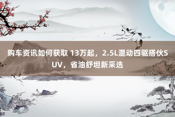 购车资讯如何获取 13万起，2.5L混动四驱搭伙SUV，省油舒坦新采选