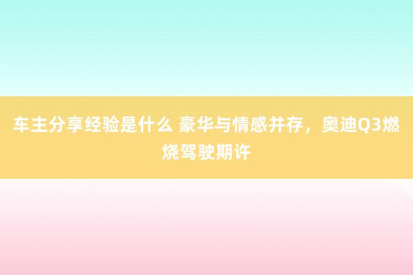 车主分享经验是什么 豪华与情感并存，奥迪Q3燃烧驾驶期许