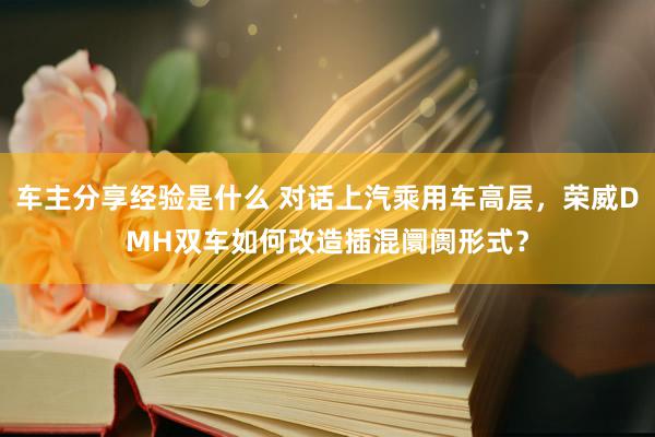 车主分享经验是什么 对话上汽乘用车高层，荣威DMH双车如何改造插混阛阓形式？