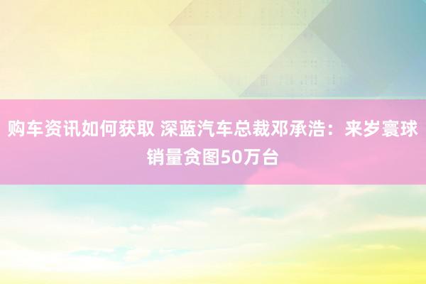 购车资讯如何获取 深蓝汽车总裁邓承浩：来岁寰球销量贪图50万台