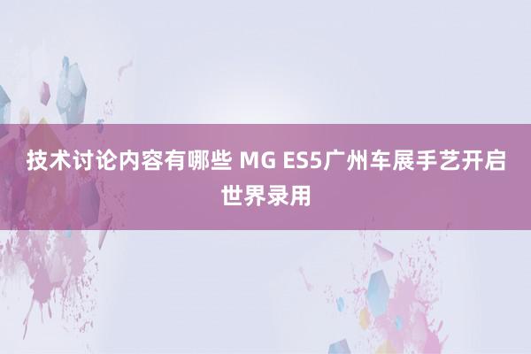 技术讨论内容有哪些 MG ES5广州车展手艺开启世界录用