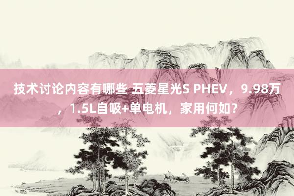 技术讨论内容有哪些 五菱星光S PHEV，9.98万，1.5L自吸+单电机，家用何如？