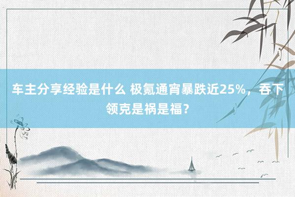 车主分享经验是什么 极氪通宵暴跌近25%，吞下领克是祸是福？