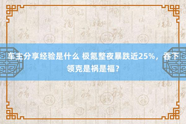 车主分享经验是什么 极氪整夜暴跌近25%，吞下领克是祸是福？