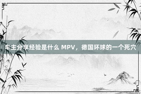 车主分享经验是什么 MPV，德国环球的一个死穴