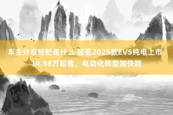 车主分享经验是什么 起亚2025款EV5纯电上市，14.98万起售，电动化转型加快跑