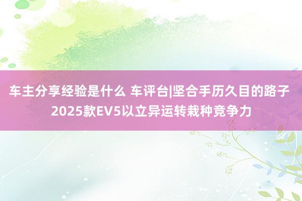 车主分享经验是什么 车评台|坚合手历久目的路子 2025款EV5以立异运转栽种竞争力