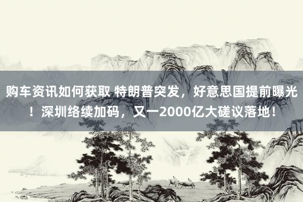 购车资讯如何获取 特朗普突发，好意思国提前曝光！深圳络续加码，又一2000亿大磋议落地！