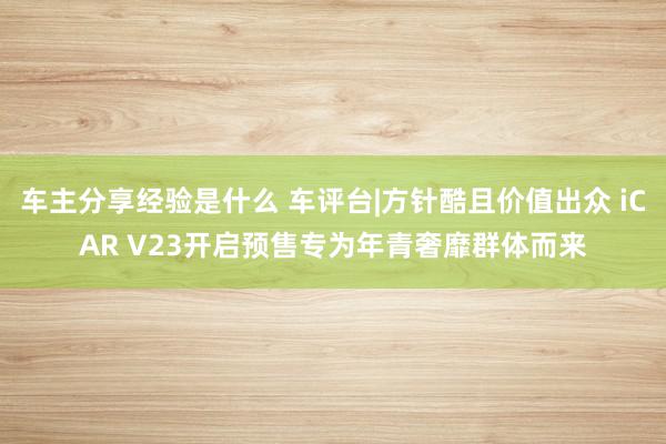 车主分享经验是什么 车评台|方针酷且价值出众 iCAR V23开启预售专为年青奢靡群体而来