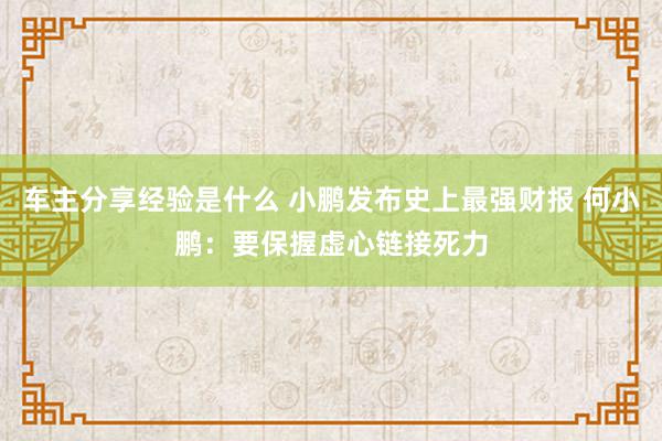 车主分享经验是什么 小鹏发布史上最强财报 何小鹏：要保握虚心链接死力