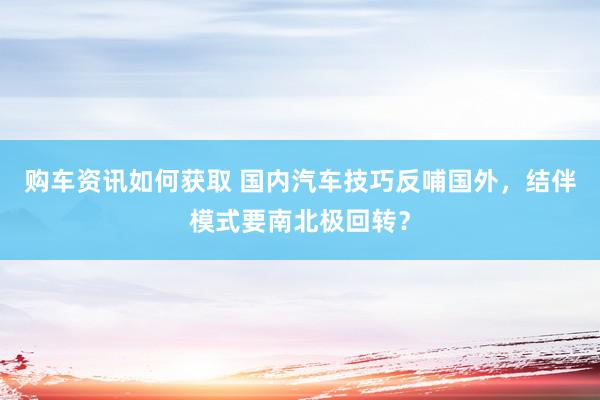 购车资讯如何获取 国内汽车技巧反哺国外，结伴模式要南北极回转？