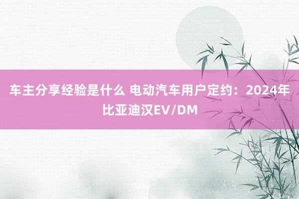 车主分享经验是什么 电动汽车用户定约：2024年比亚迪汉EV/DM