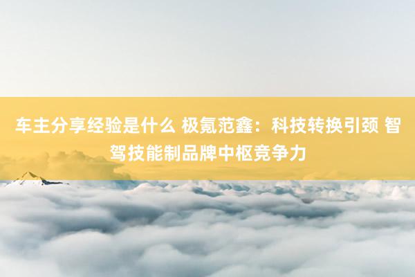 车主分享经验是什么 极氪范鑫：科技转换引颈 智驾技能制品牌中枢竞争力