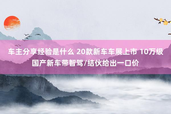 车主分享经验是什么 20款新车车展上市 10万级国产新车带智驾/结伙给出一口价