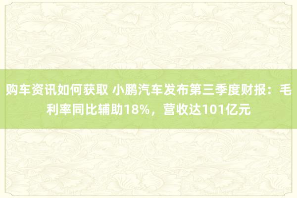 购车资讯如何获取 小鹏汽车发布第三季度财报：毛利率同比辅助18%，营收达101亿元