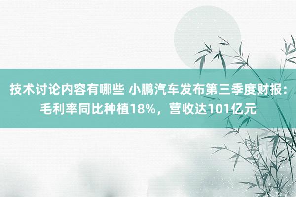 技术讨论内容有哪些 小鹏汽车发布第三季度财报：毛利率同比种植18%，营收达101亿元