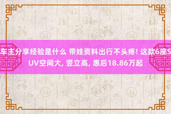 车主分享经验是什么 带娃资料出行不头疼! 这款6座SUV空间大, 竖立高, 惠后18.86万起