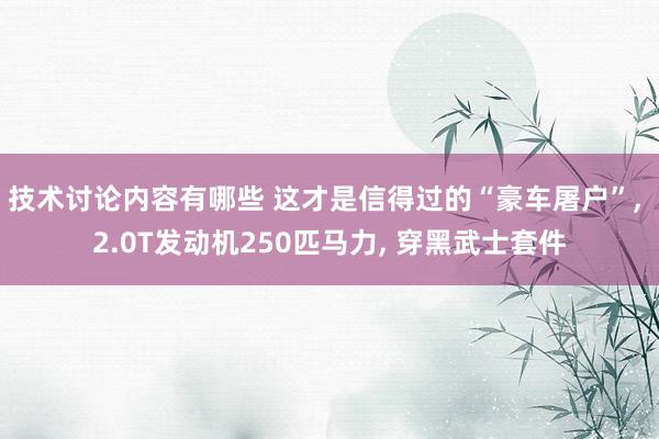 技术讨论内容有哪些 这才是信得过的“豪车屠户”, 2.0T发动机250匹马力, 穿黑武士套件