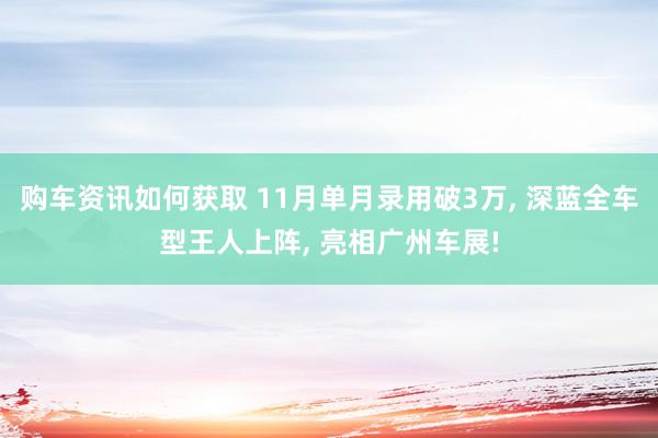 购车资讯如何获取 11月单月录用破3万, 深蓝全车型王人上阵, 亮相广州车展!