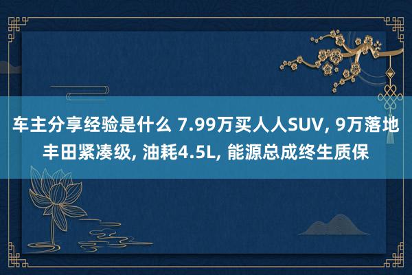 车主分享经验是什么 7.99万买人人SUV, 9万落地丰田紧凑级, 油耗4.5L, 能源总成终生质保