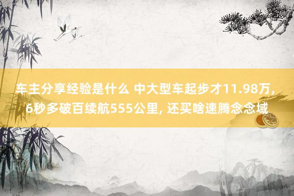 车主分享经验是什么 中大型车起步才11.98万, 6秒多破百续航555公里, 还买啥速腾念念域