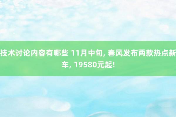 技术讨论内容有哪些 11月中旬, 春风发布两款热点新车, 19580元起!