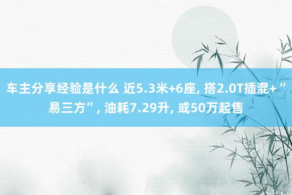 车主分享经验是什么 近5.3米+6座, 搭2.0T插混+“易三方”, 油耗7.29升, 或50万起售