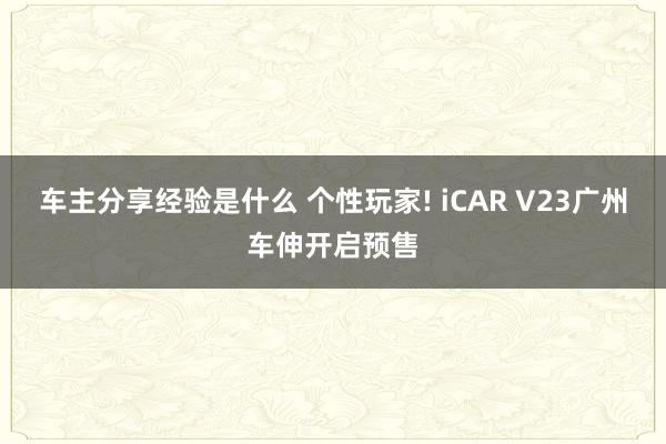 车主分享经验是什么 个性玩家! iCAR V23广州车伸开启预售