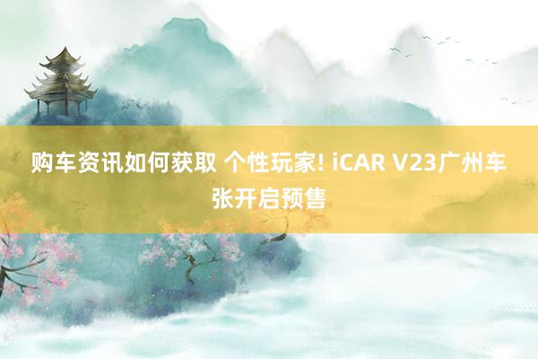 购车资讯如何获取 个性玩家! iCAR V23广州车张开启预售