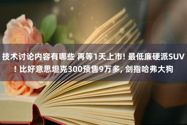 技术讨论内容有哪些 再等1天上市! 最低廉硬派SUV! 比好意思坦克300预售9万多, 剑指哈弗大狗