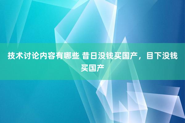 技术讨论内容有哪些 昔日没钱买国产，目下没钱买国产