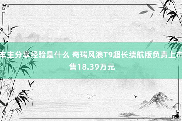 车主分享经验是什么 奇瑞风浪T9超长续航版负责上市 售18.39万元