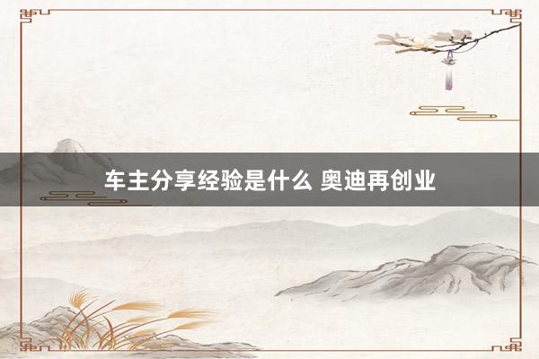 车主分享经验是什么 奥迪再创业